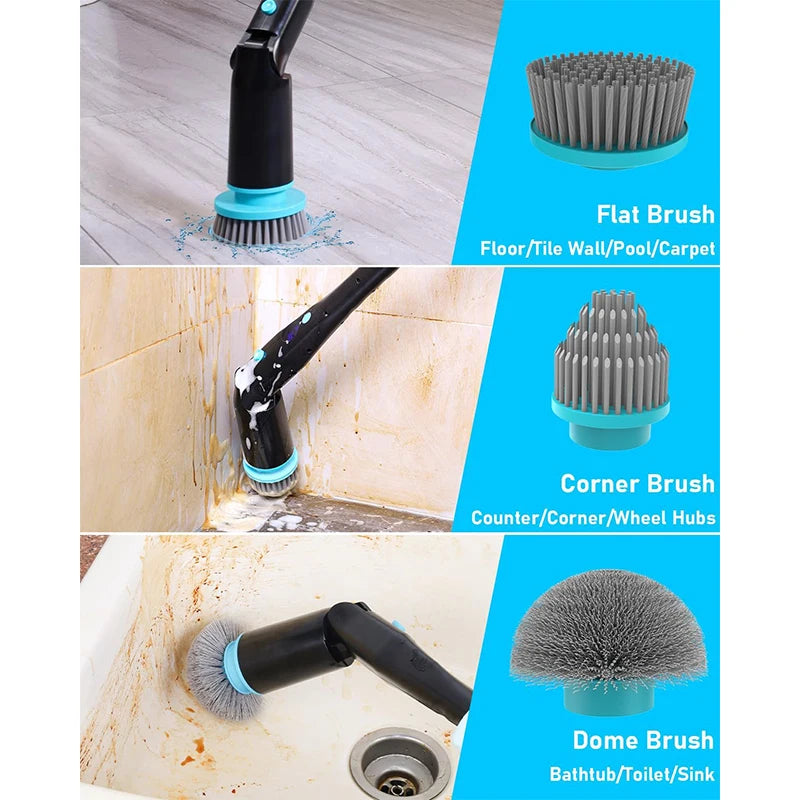 Scuva™ CleanSpin PRO Cordless Electric Spin Scrubber With 8 Replaceable Brush Heads