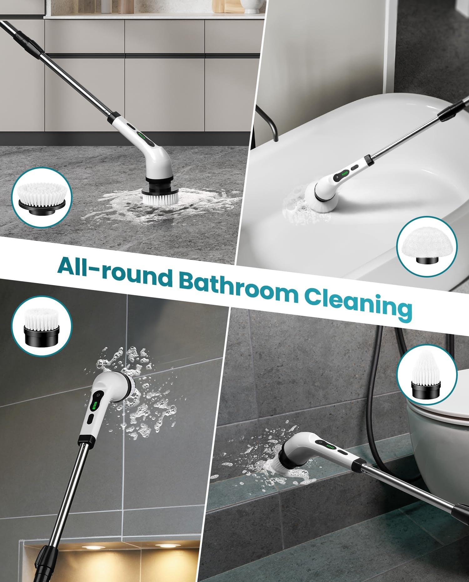 Scuva™ CleanSpin Cordless Electric Spin Scrubber With 9 Replaceable Brush Heads